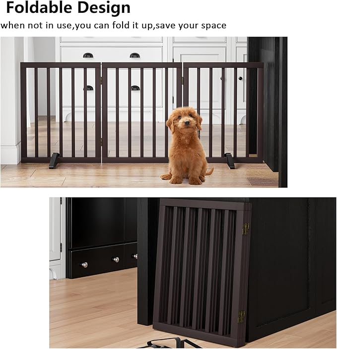 Dog Gates for Doorways Stair House Freestanding Pet Gates for Dogs Wooden Dog Gate with Support Feet Indoor Fence