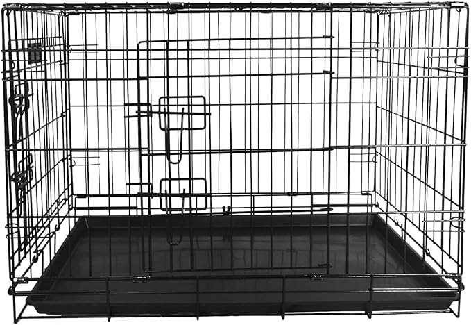 Elevon Foldable Double Door Dog Crate with Leak-Proof Track, 30-Inch
