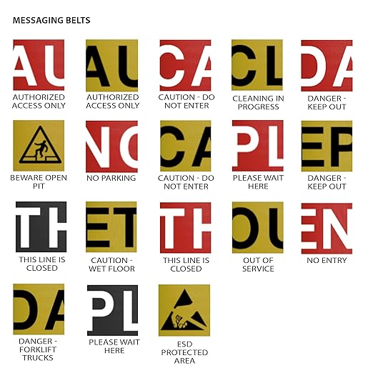 Montour Line MSR630D Set of 2 Retractable Belt Barrier Stanchion, Heavy-Duty Rubber Base, Red Post (9 ft Green and White Diagonal Dual Belt)