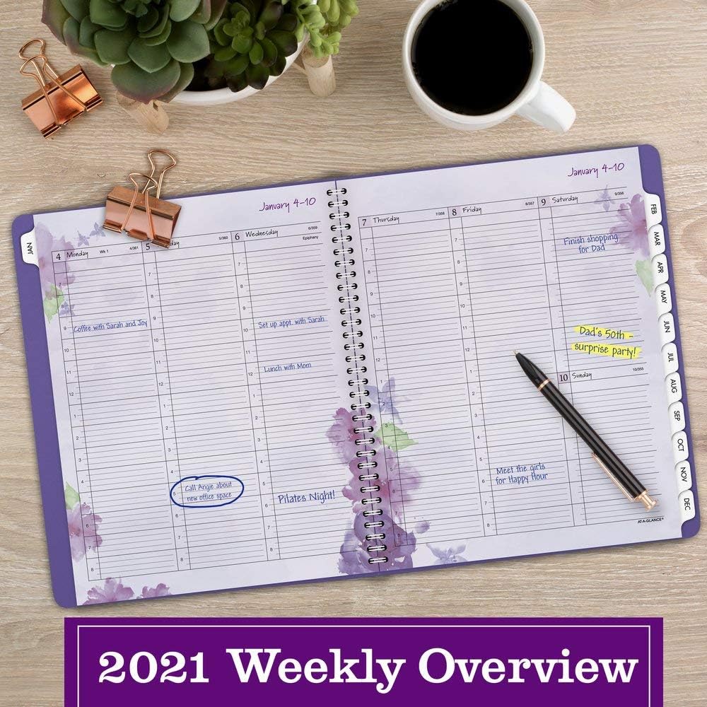 2021 Weekly & Monthly Appointment Book & Planner by AT-A-GLANCE, 8-1/2" x 11", Large, Beautiful Day, Lavender (938P-905-21)