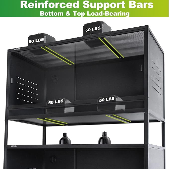 Reptile Enclosure 4 Packs, 48"x24"x24" Stackable Space Efficient Reptile Tank for Bearded Dragon and Ball Python, Expandable Snake Terrarium with Front Opening Tempered Glass Door