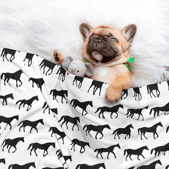Pet Blanket for Couches and Beds, Abstract Horse, Reversible Double Sided Plush Design with Soft Bumpy Texture and Smooth Surface, Furniture Protector