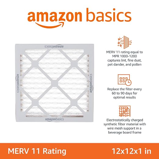 Amazon Basics 12x12x1 Air Filter 6 Pack, MERV 11 AC Furnace Filters