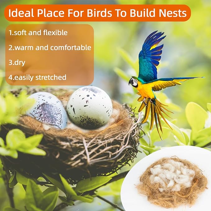 Sukh Bird Nesting Material - Bird Nests Bedding Hummingbird Nesting Material Mixing Canary Nesting Material Finch Nesting Material Parakeet Nesting Materials for Cage,Gardens,Tree Trunks (2)