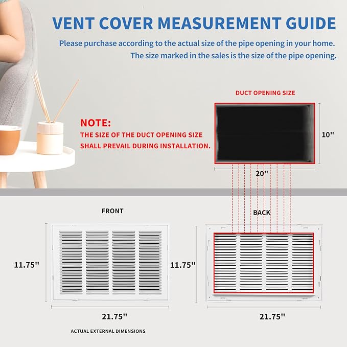 20x10 Return Air Grille, Return Air Vent Cover