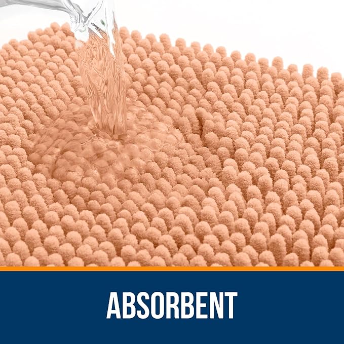 OLANLY Bathroom Rugs 36x24, Extra Soft Absorbent Chenille Bath Rugs, Rubber