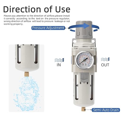 Air Compressor Water Separator Filter 1/2" NPT 150 PSI, Compressed Filter