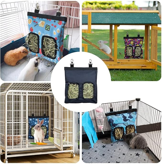 Guinea Pig Hay Feeder, Hanging Rabbit Hay Feeder Bag for Guinea Pigs Bunnies Chinchillas. Graybones