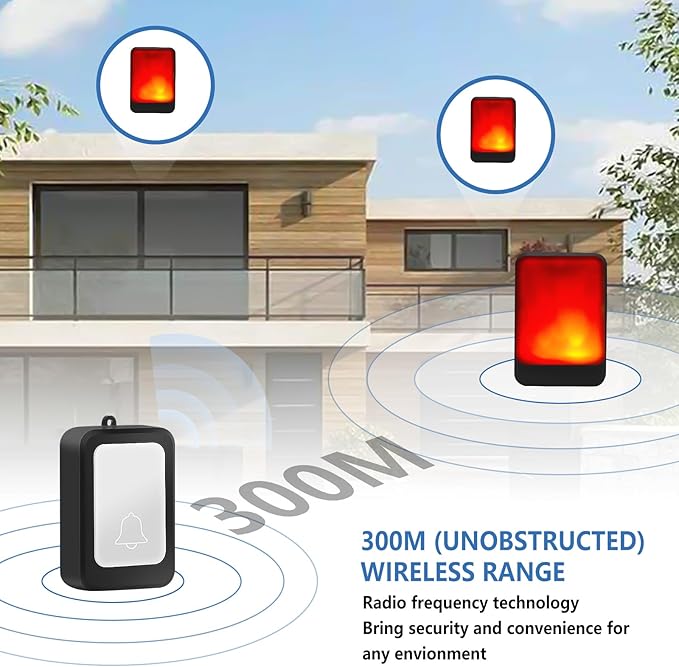 Loud Flash Doorbell with 7 Colors of Bright Light and 4 Volumes, Wireless