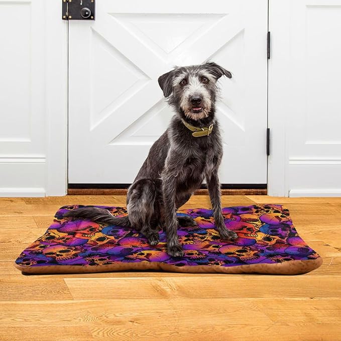 Purple Skull Pet Bed Cute Dog Bed Mat Absorbing Non Slip Pad Pet Sleeping Mat for Small, Medium, and Large Dogs Puppy Cat 24 in x 18 in