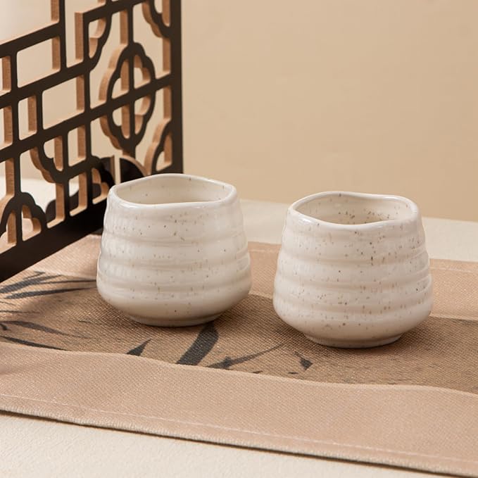 4pcs Japanese Tea Cup Set – Mini Size Cup 5OZ Ceramic Matcha Cup, Handless
