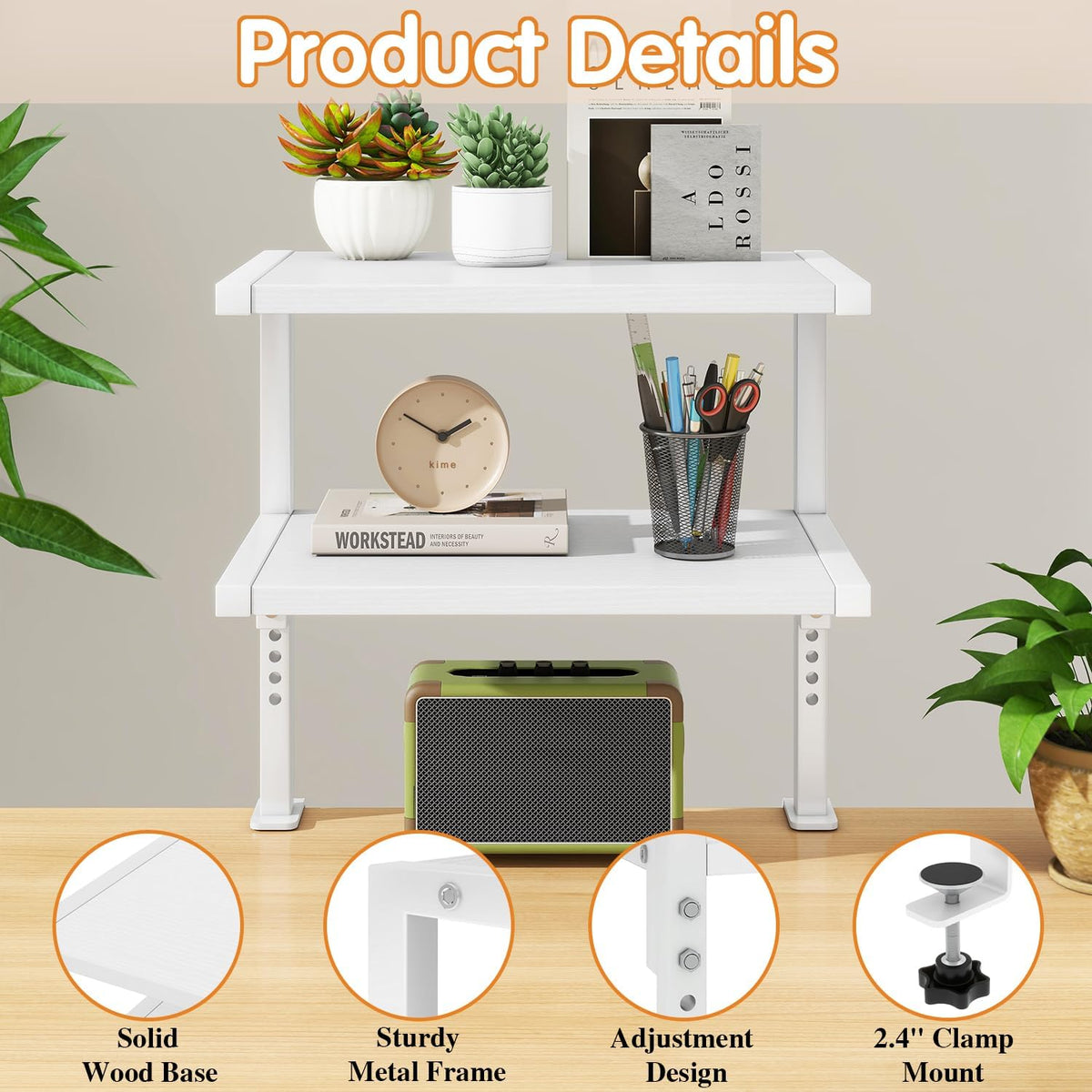 IBUYKE Clamp on Desk Organizer Shelf,Desk Extender Shelves UTMZ007W
