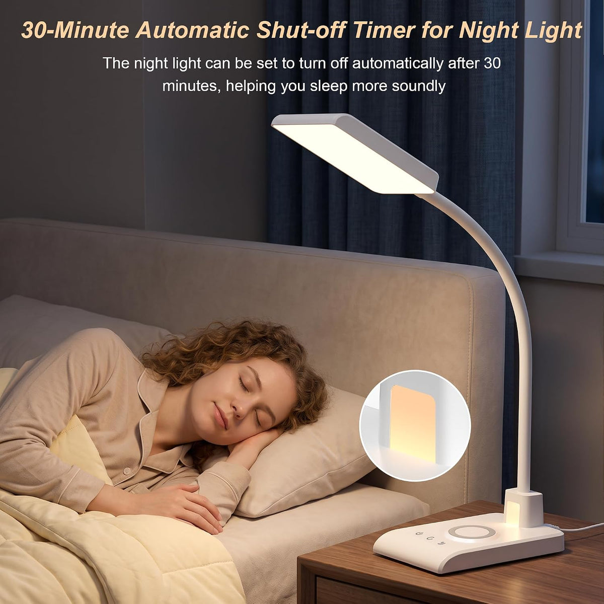 Desk Lamp with Wireless Charger LED Desk Lamps for Home Office White CRI90+