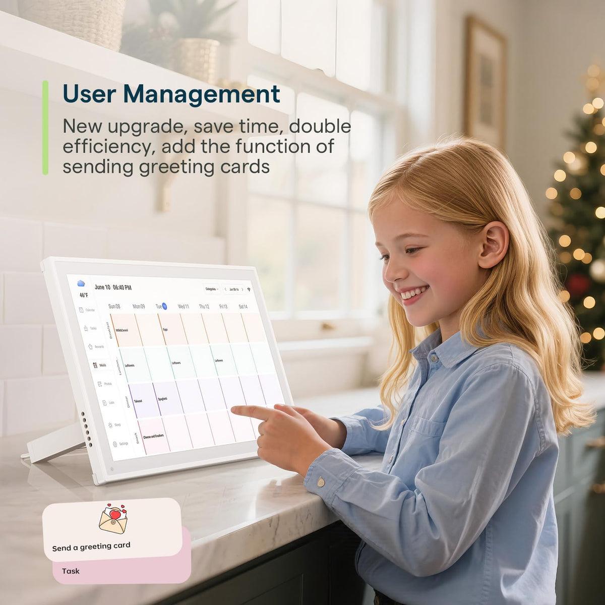 10.1" Digital Calendar, Smart Touchscreen Chore Chart & Planner, White