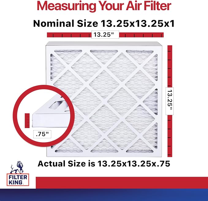 Filter King 13.25x13.25x1 Air Filter | 12-PACK | MERV 11 | HVAC Pleated AC
