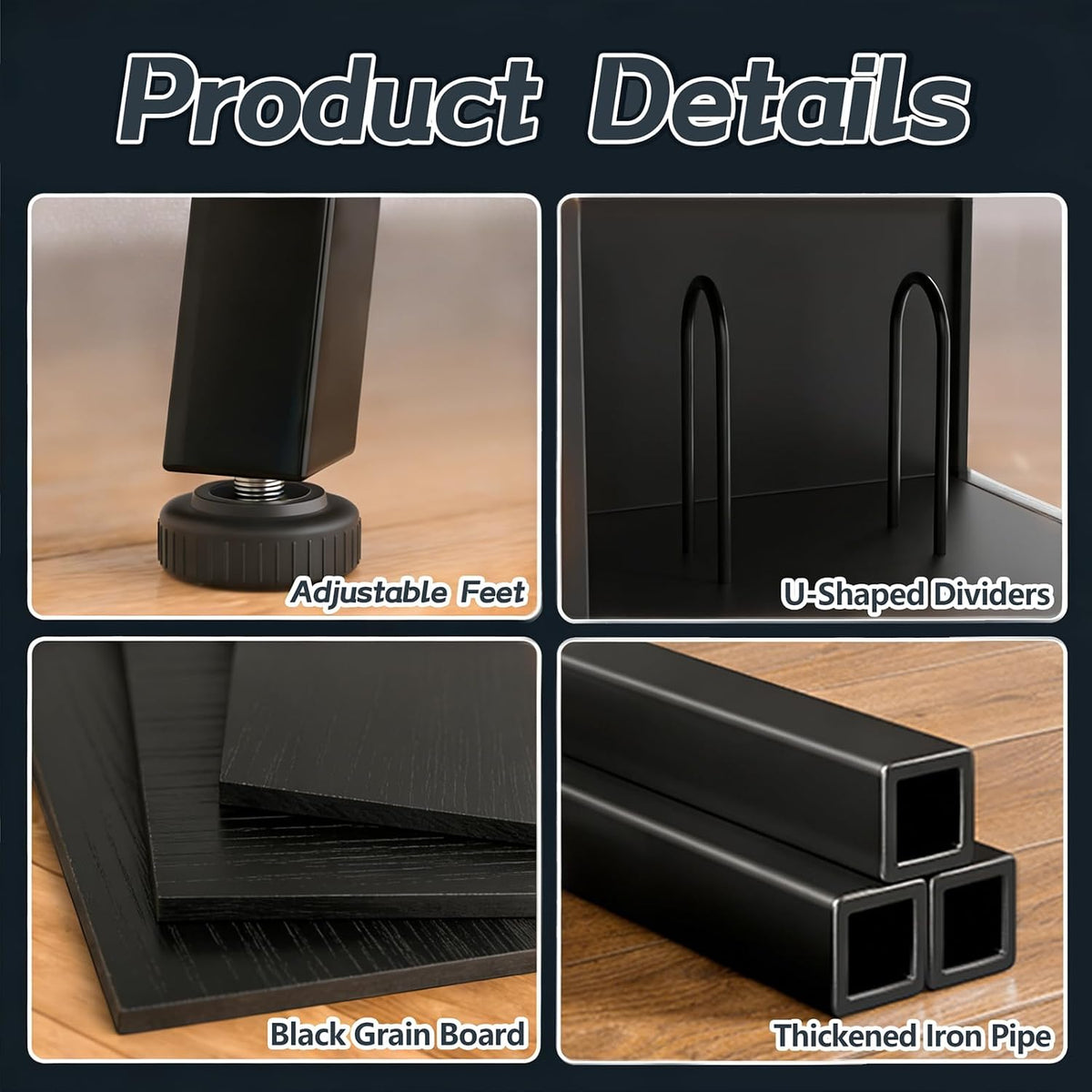 Faesun Record Player Stand with Flip-Down Record Shelf, Black