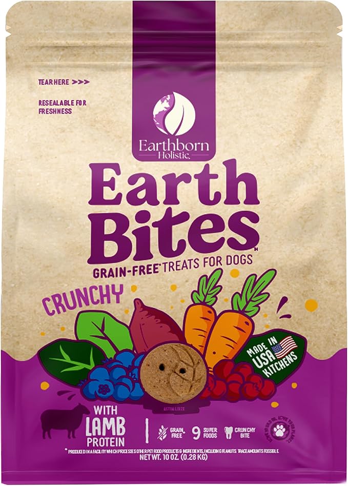 Earthborn Holistic EarthBites Crunchy Grain-Free Dog Treats with Lamb 10 oz