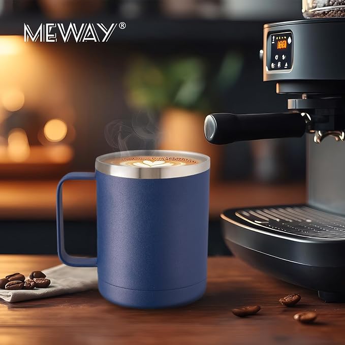 MEWAY 12oz Coffee Mug With Handle 8 Pack Bulk, Stainless Steel Insulated Travel