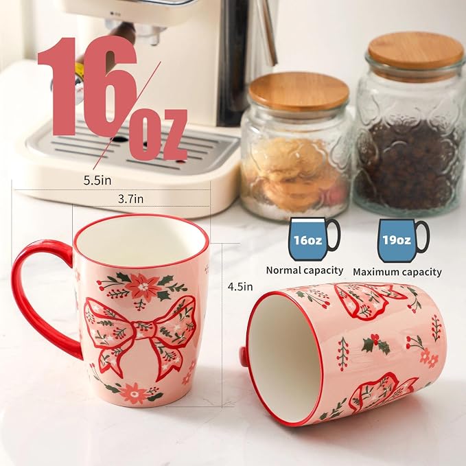 HASENSE Coffee Mugs Set of 4, 16oz Ceramic Cups