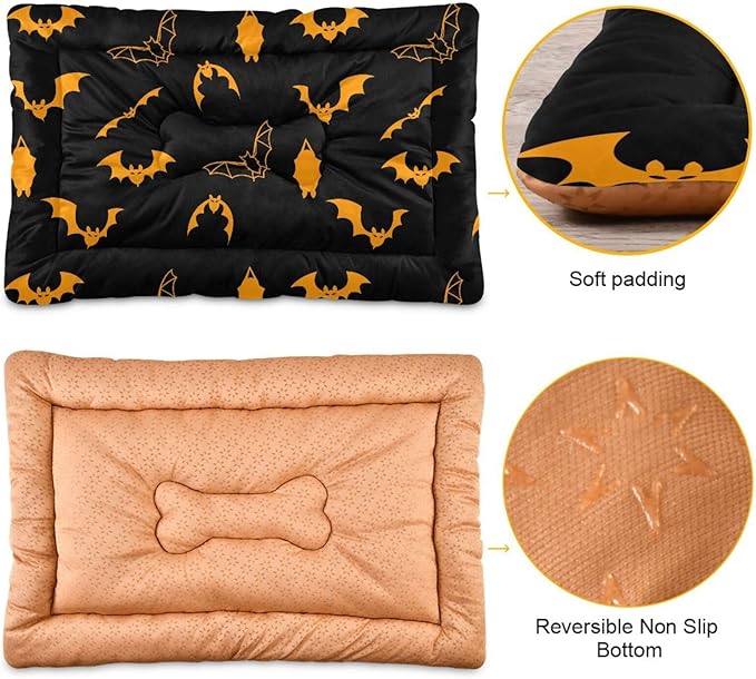 Halloween Bats Pet Bed Cute Dog Bed Mat Absorbing Non Slip Pad Pet Sleeping Mat for Small, Medium, and Large Dogs Puppy Cat 24 in x 18 in