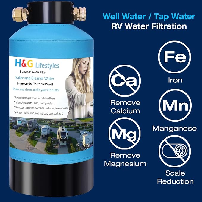 H&G Lifestyles RV Water Filter, Iron Filter