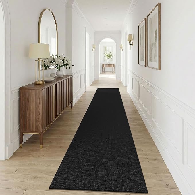 KOZYFLY Black 2.5'x12' Runners Rugs