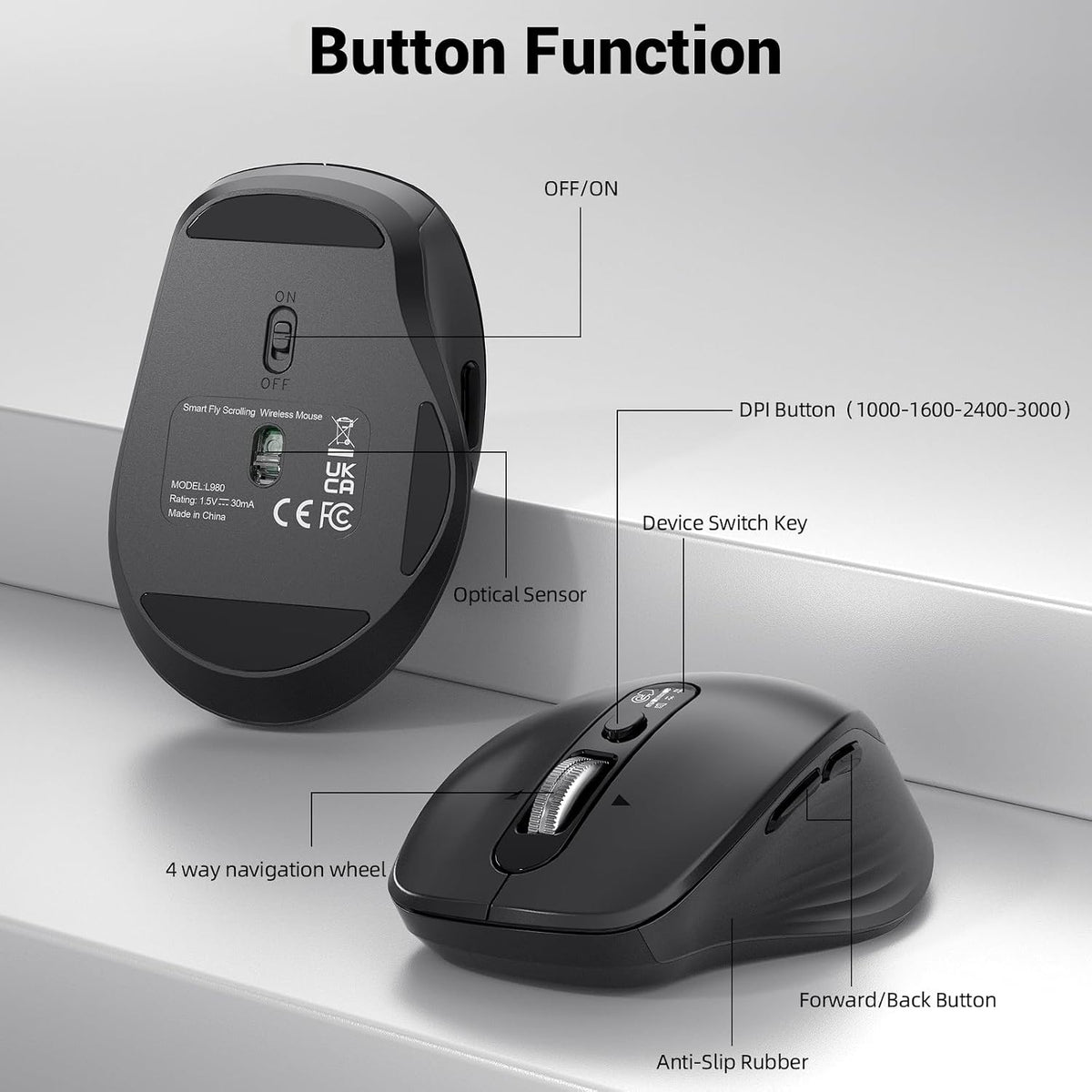 INFINMIND Wireless Keyboard Mouse Combo, Silent Multi-Functional Design.
