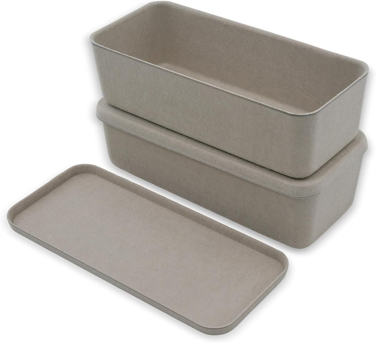 Welaxy Minimalist 2pc Lidded Desk Organizer Stone Long Stackable Trays
