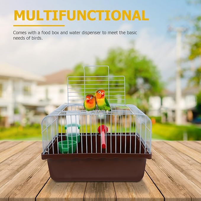 Kisangel Portable Bird Cage Food Box and Water Feeder Lightweight Travel Carrier for Birds Like Parrots and Lovebirds Convenient Pet Transport