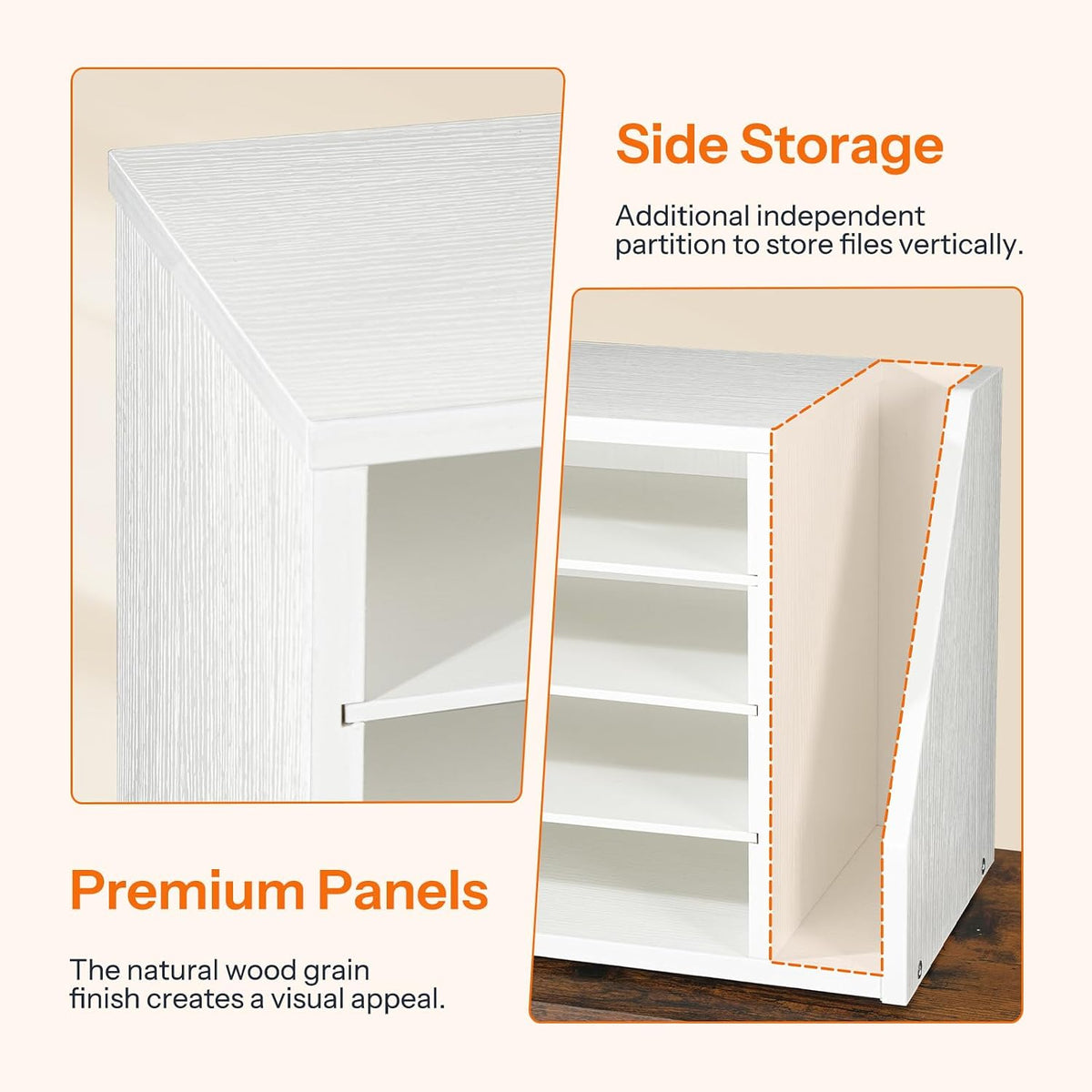 HOOBRO Mail Sorter, Literature Organizer with Adjustable Shelves, Paper Organizer for Office, Home, Wood Countertop File Holders, Mails, Magazines, White WT41WF01