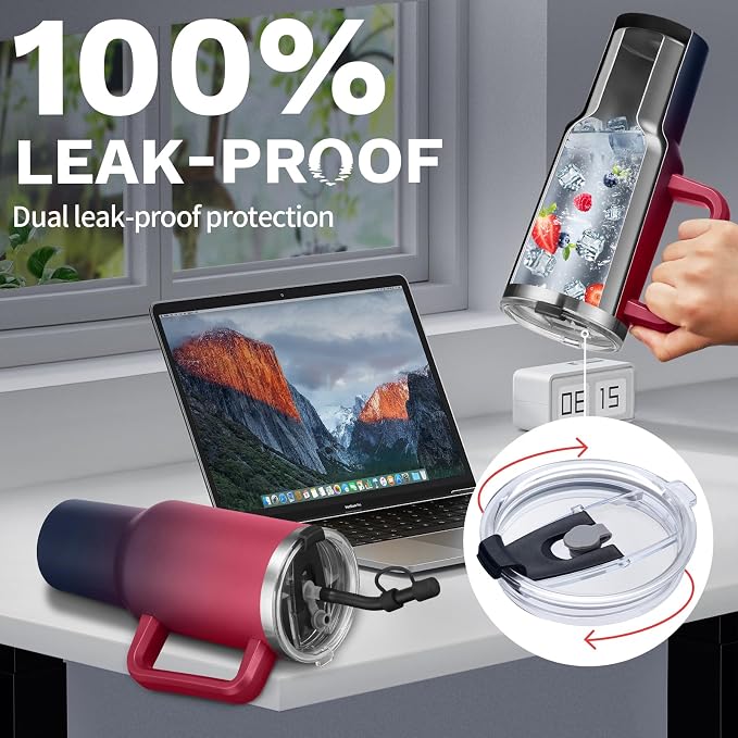 40 oz Insulated Tumbler for 100% Leak Proof, Stainless Steel Reusable Cups