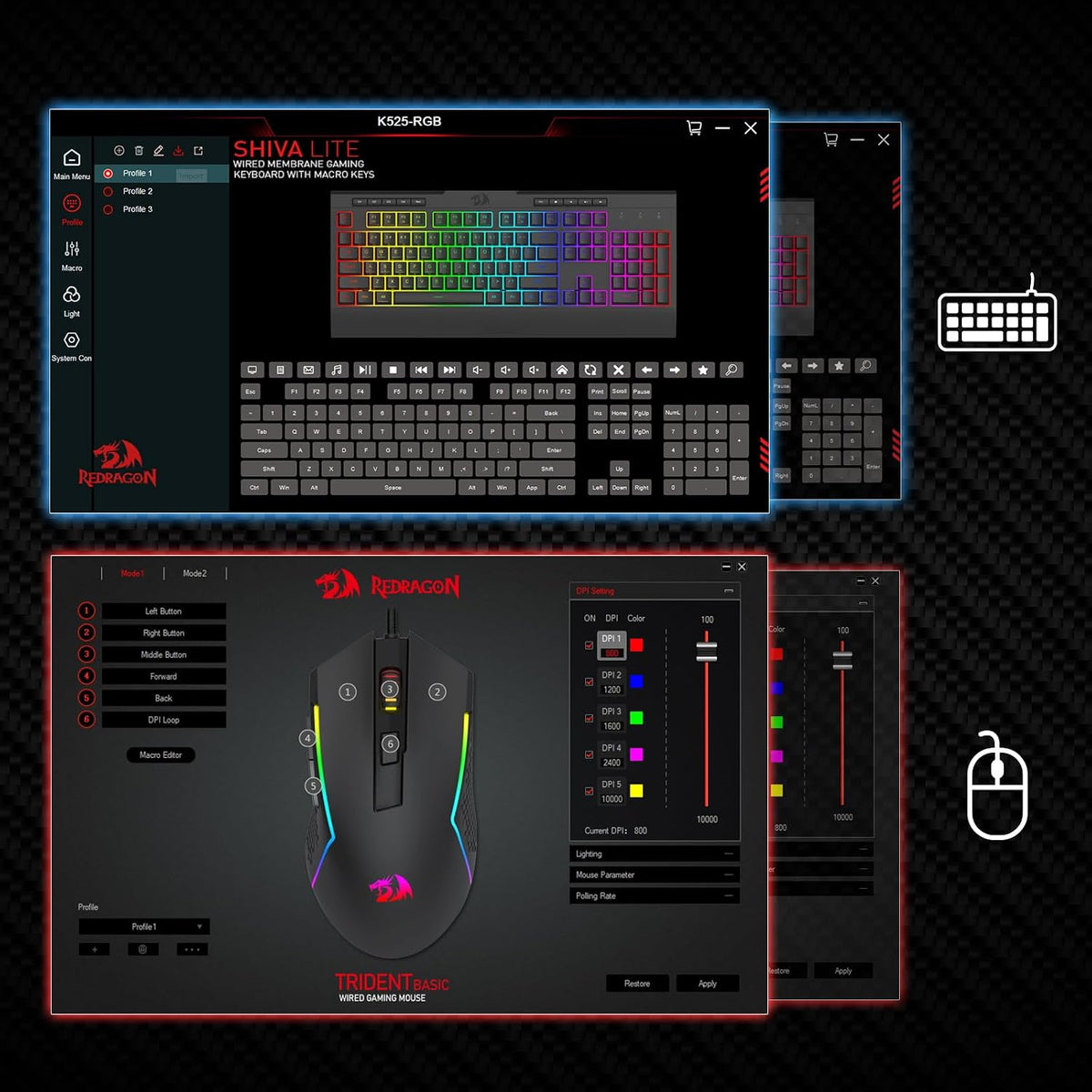 Redragon S151 Combo, K525 Membrane Gaming Keyboard + M616 10000 DPI Mouse