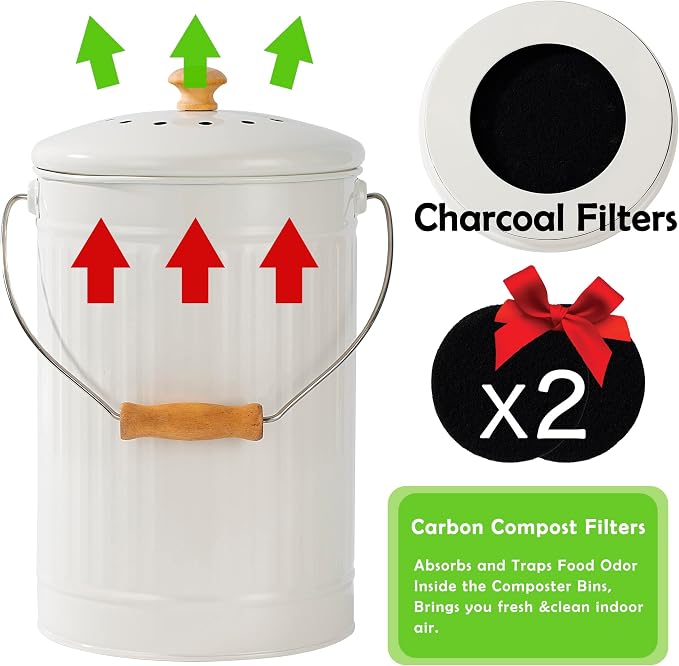1.7 Gallon Kitchen Compost Bin, Indoor Countertop Compost Bin
