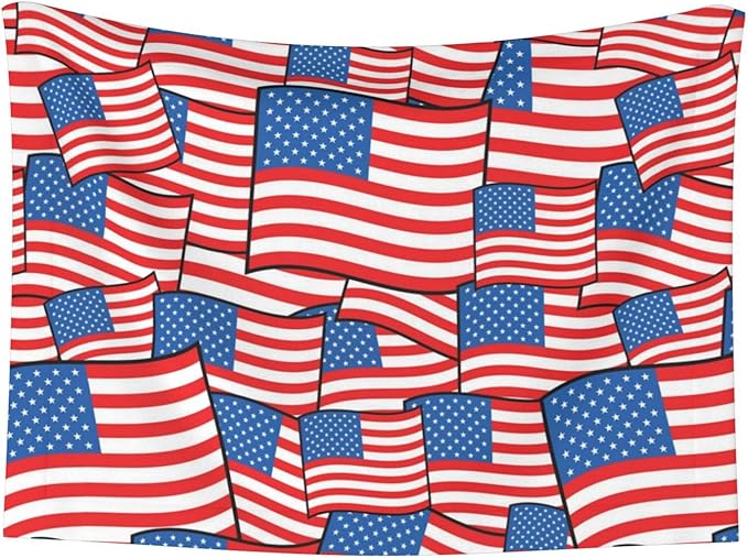 Two Sided Plush Pet Blanket for Crates Carriers Home Use, Novelty American Flag, Reversible Throw with Cozy Dot Fabric and Silky Reverse for Small Large Pets