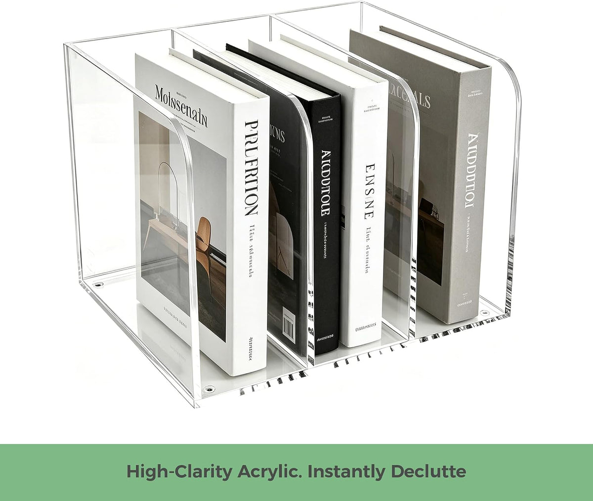 Lovemolly 3-Slot Clear Acrylic Magazine File Holder – Wide Vertical Desk Organizer for Books, Binders & Tablets, 5mm Thick, 7.48 x 8.97 x 6.69 in