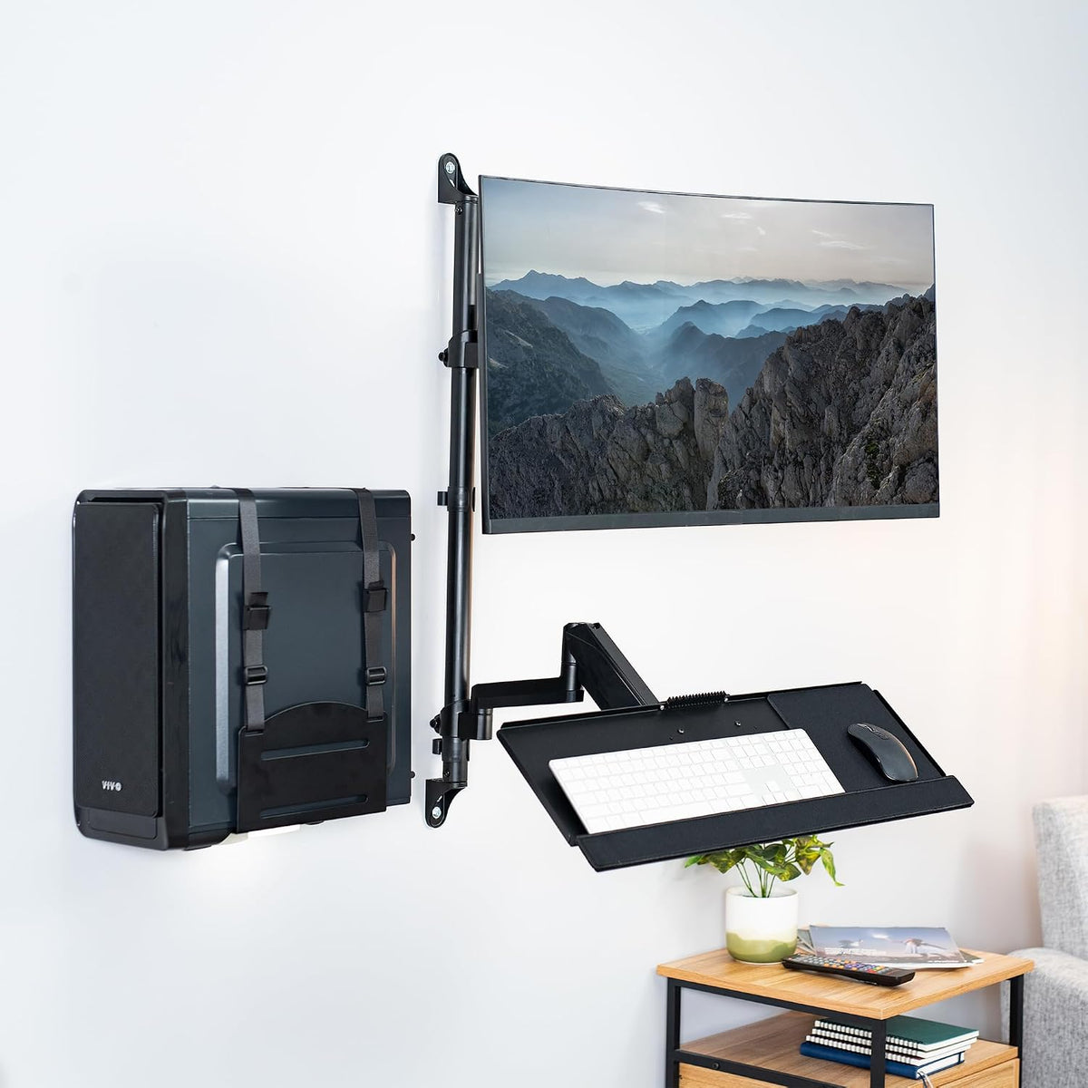 VIVO Black Clamp-on Monitor & Keyboard Tray Desk Mount, STAND-SIT1BW
