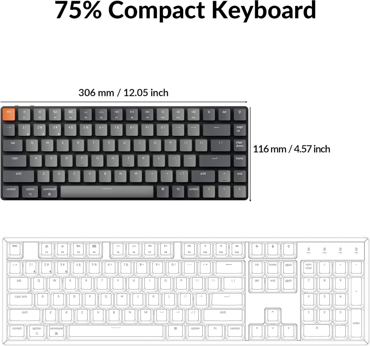 Keychron K3 Version 2 QMK 75% Wireless Low-Profile Mechanical Keyboard