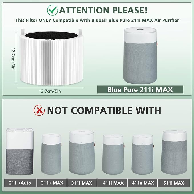 2 Pack 211i Max Replacement Filter Compatible
