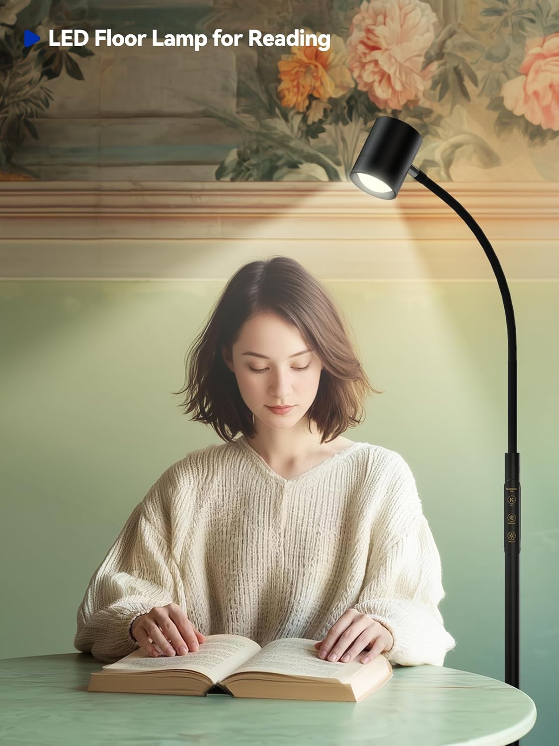 GLOWRIUM LED Reading Floor Lamp, 62" Floor Task Lamp, Adjustbale Floor Lamp