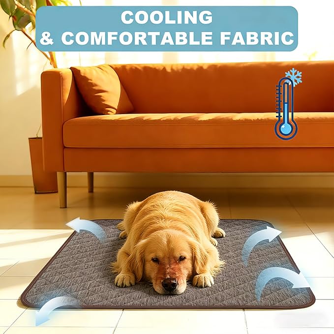 Cooling Mat for Dogs: Waterproof Pet Cooling Mat for Crate Kennel, Summer Indoor Dog Cooling Pad for Floor and Sofa, Dark Grey, Large Dog