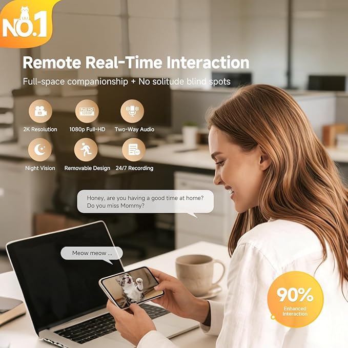 Pmate AI Pet Robot Companion for Dogs & Cats, with Visual Recognition, Remote Video Interaction, Auto Feeding & Play, Red Light Teaser, Night Vision, Auto Charging, Pink