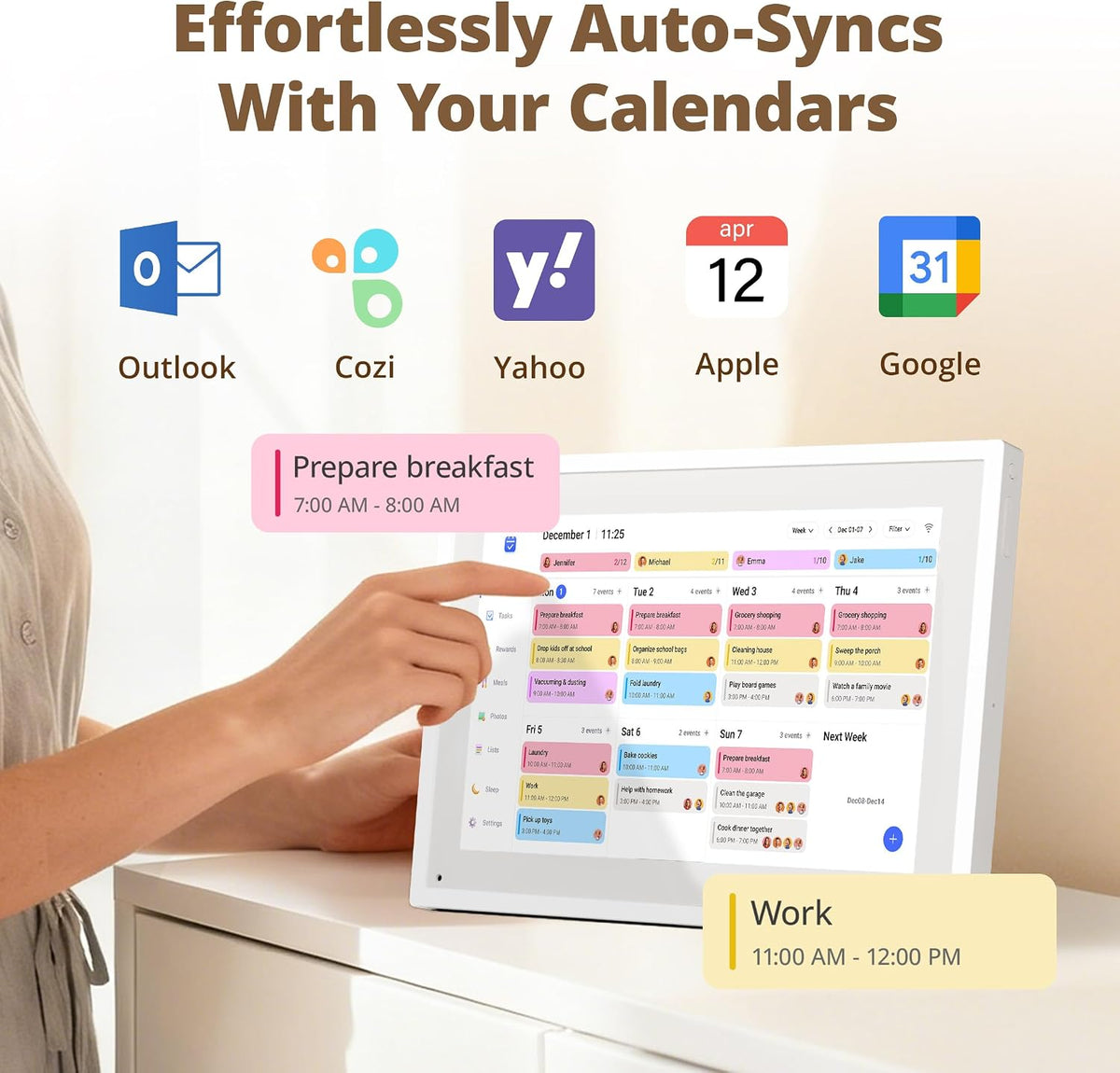 Dragon Touch 10.1 inch Digital Calendar Chore Chart – Interactive Touchscreen, Smart Family Planner, Hearth Display Desk Digital Calendar Best Gifts for Christmas, Wedding, Mom