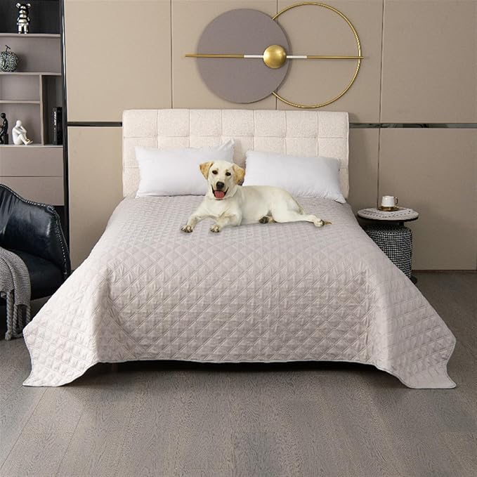 GIBZ Waterproof Dog Bed Cover Anti Slip Pet Furniture Protector Blanket Washable Thick Quilted Mat, White, 50.8x76.2cm