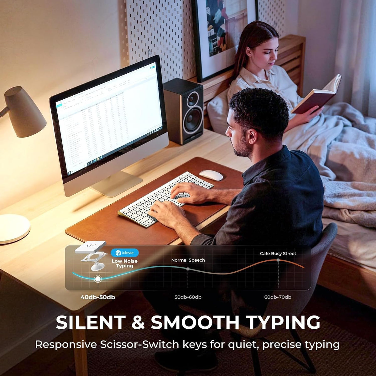 iClever BK10 SE Bluetooth Keyboard for Mac, Slim Full-Size Keyboard, Silver