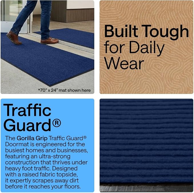 GORILLA GRIP Waterproof Traffic Guard Door Mat, 2 Pack Heavy Duty Entryway Mats