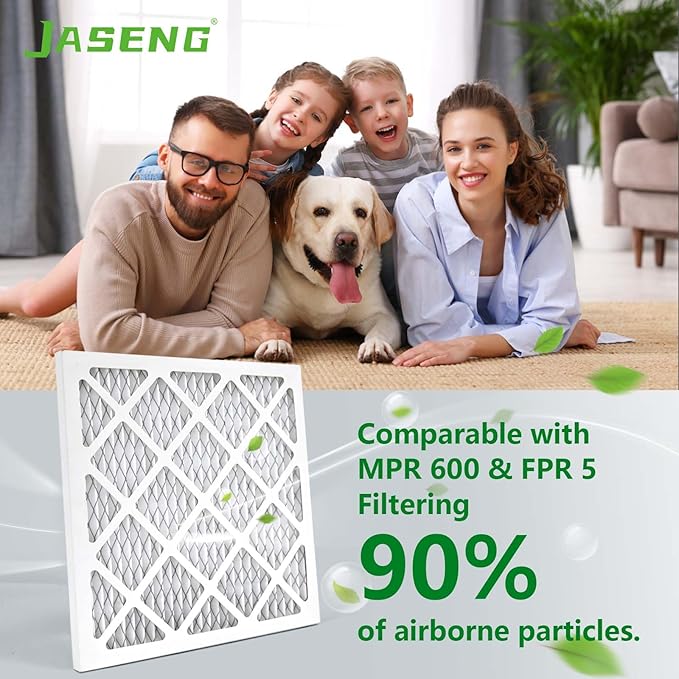 12x12x1 AC Furnace Air Filters, MERV 8 Dust Defense, JASENG MPR 600 Pleated