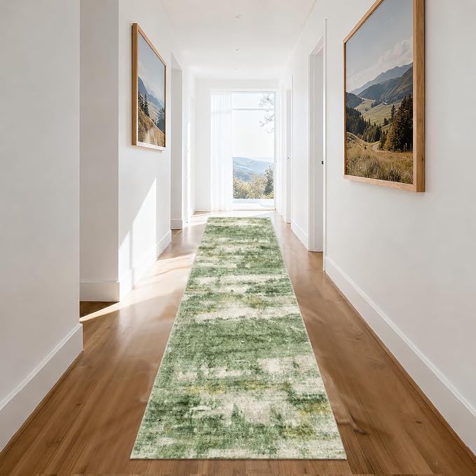2x10 Runner Rug Non-Slip，Modern Abstract 10ft Washable Runner Rugs