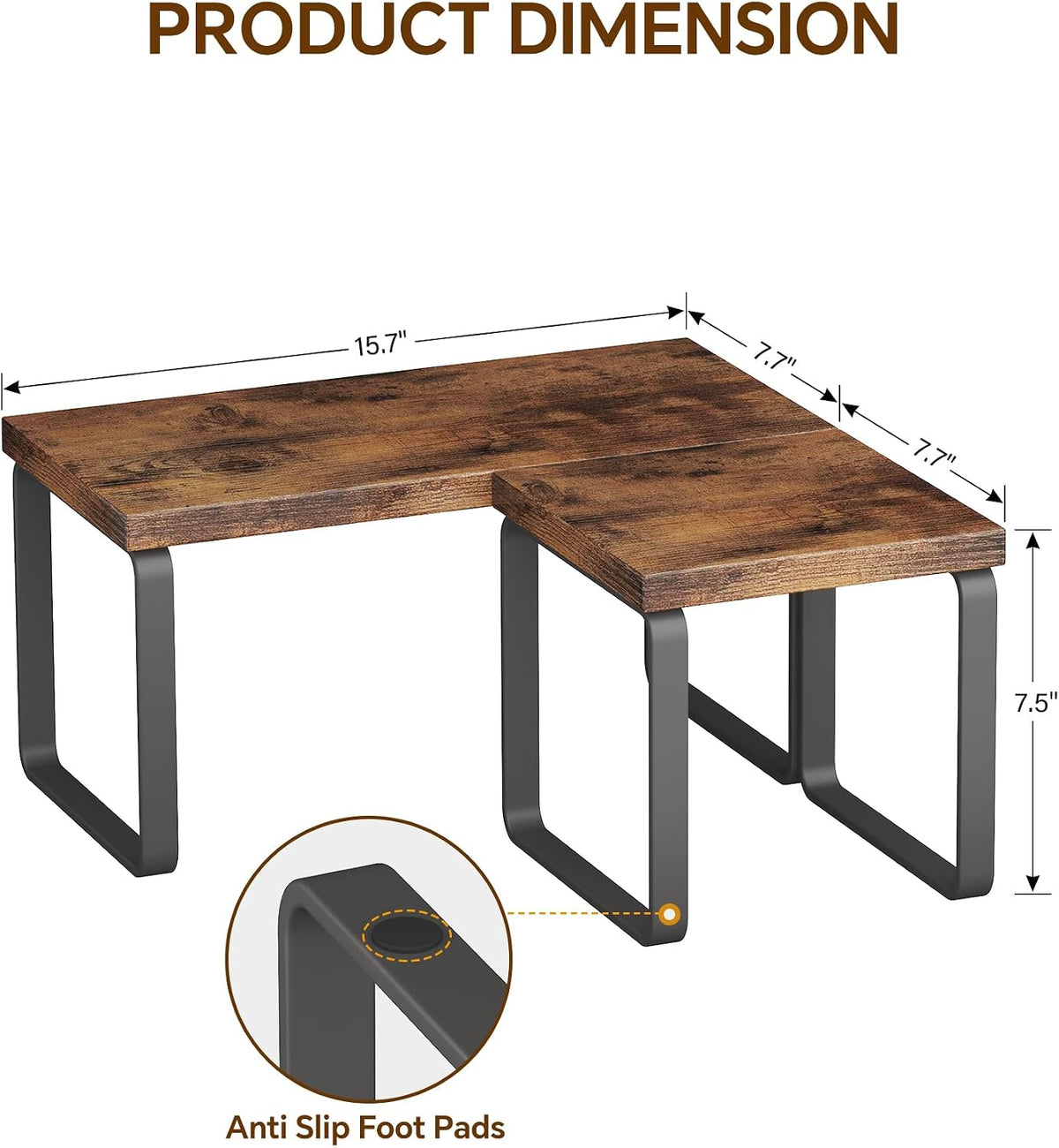 Homeiju Wooden Desktop Shelf for Top of Desk, 2-Tier Desktop Bookshelf
