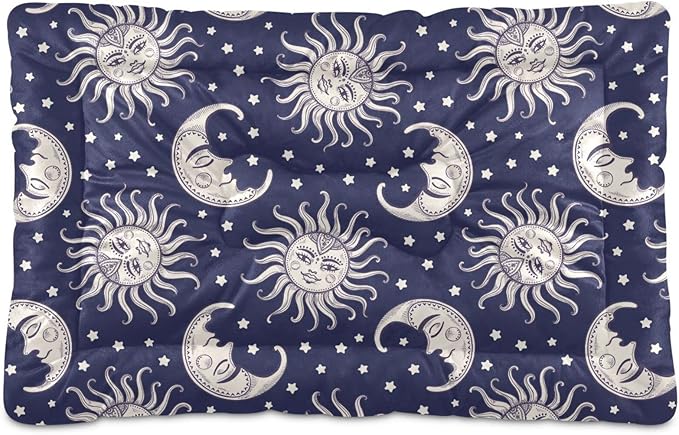 Pet Bed Vintage Sun Moon Dog Bed Mat Absorbing Non Slip Pad Pet Sleeping Mat for Small, Medium, and Large Dogs Puppy Cat 36 in x 24 in