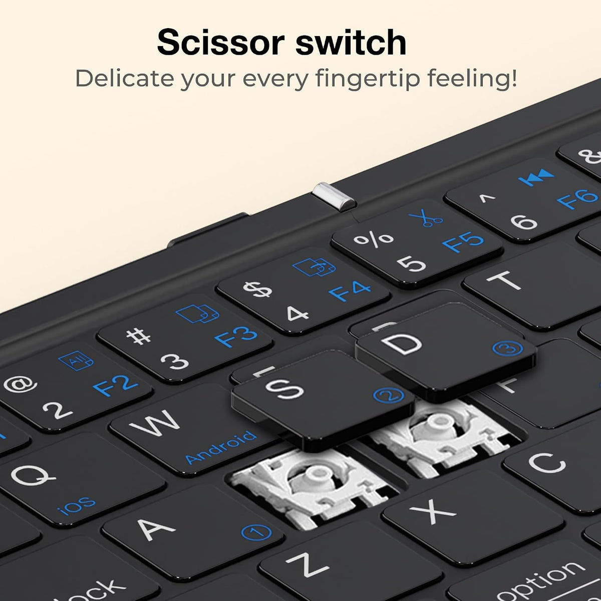 MOSHOU Foldable Bluetooth Keyboard with Trackpad & Numpad, 2.4G, Black